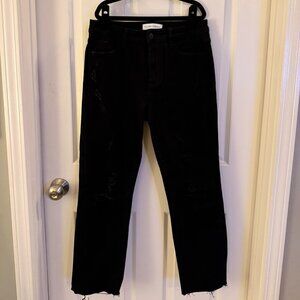 Flying Monkey Black Distressed Ripped Mid Rise Denim Jeans Straight Leg Size 29